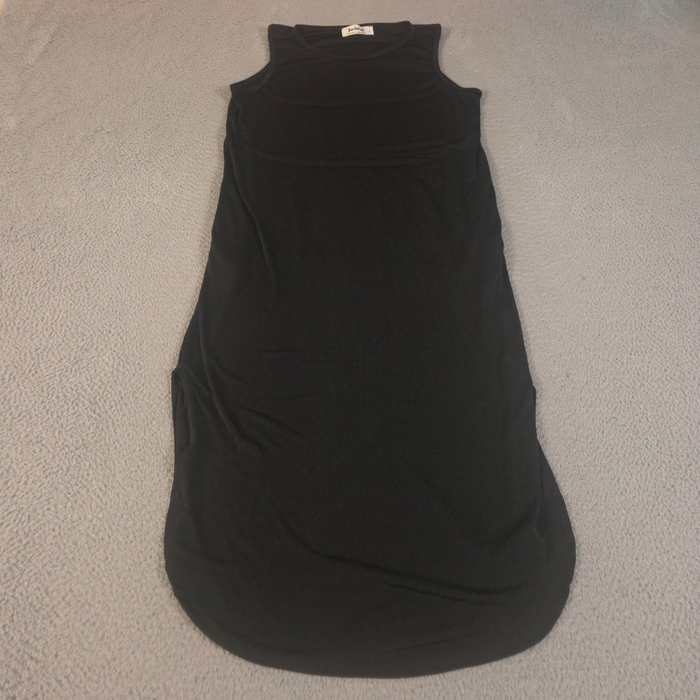 Three Bird Nest Dress Womens Large Black Sleeveless Tank Midi Curved Hem Boho